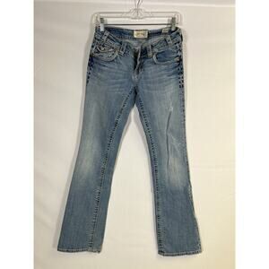 VTG Y2K Bella Swan Low Rise Mek Denim Flare‎ Jeans Women S 27 Thick Stitch